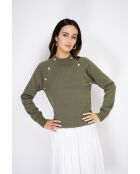 Jersey caqui en mezcla de cachemir con elegantes botones