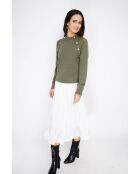 Jersey caqui en mezcla de cachemir con elegantes botones