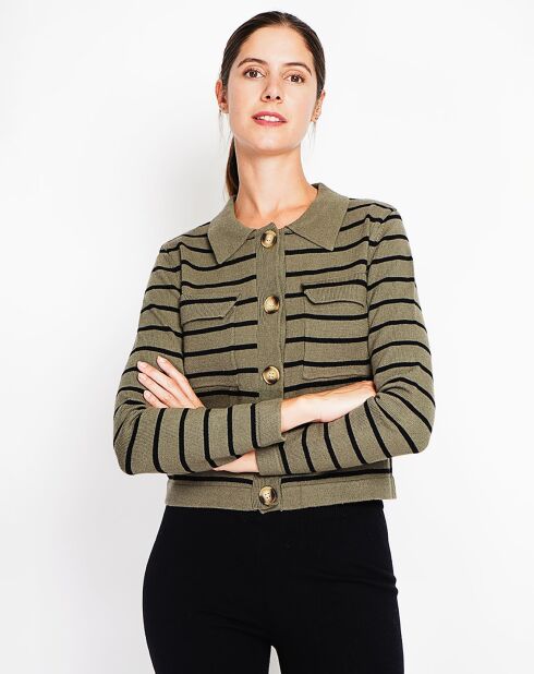 Khakifarbene Strickjacke Audrey