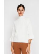 Jersey de cuello alto con cables naturales