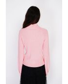 Rosafarbener Pullover aus einer Kaschmirmischung mit Stehkragen
