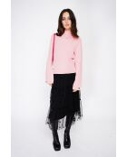 Rosafarbener Pullover aus einer Kaschmirmischung mit Stehkragen