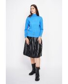 Pull col roulé azur