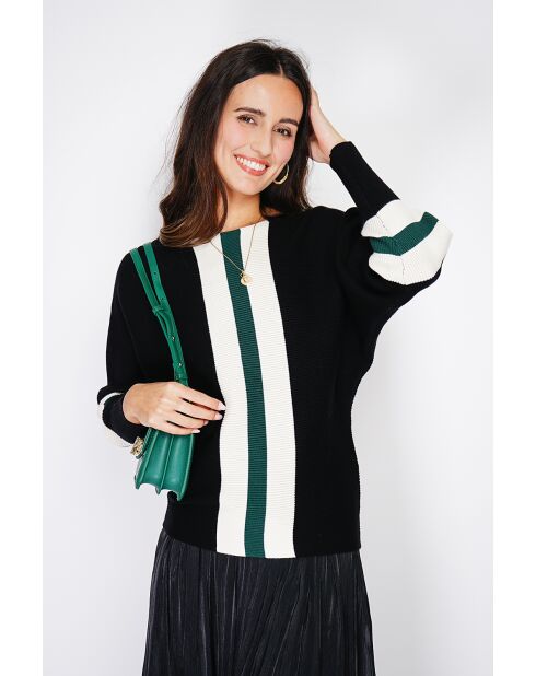 Maglia girocollo nera in misto cashmere