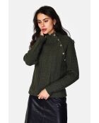 Khakifarbener Pullover mit Stehkragen