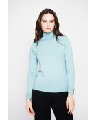Pull col roulé classique turquoise