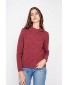 Jersey burdeos de cuello alto con doble botonadura
