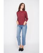Jersey burdeos de cuello alto con doble botonadura