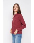 Jersey burdeos de cuello alto con doble botonadura