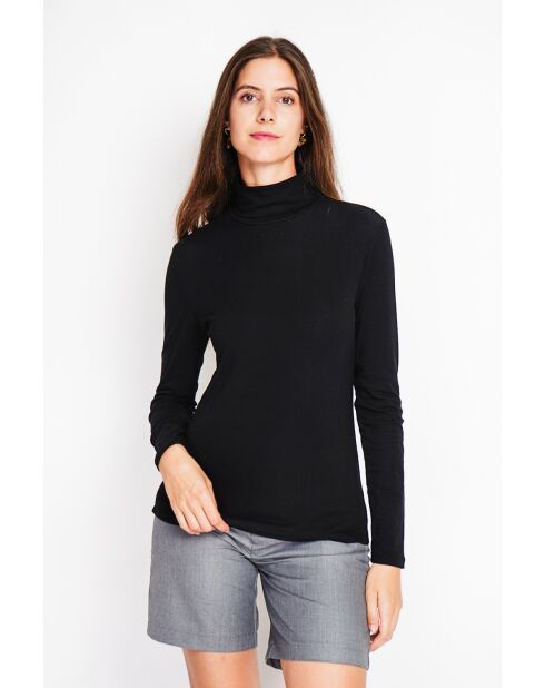 Jersey negro en mezcla de seda