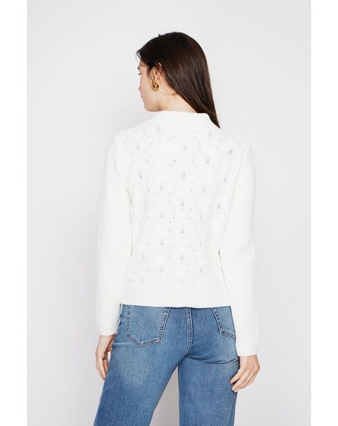 Jersey de cuello alto cruzado natural