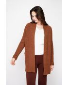 Bruine lange vest met sjaalkraag