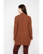 Bruine lange vest met sjaalkraag