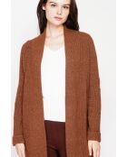 Bruine lange vest met sjaalkraag