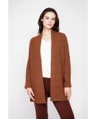 Bruine lange vest met sjaalkraag