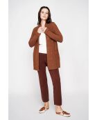 Bruine lange vest met sjaalkraag