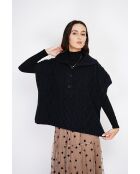 Schwarzer großer Kapuzenpullover aus einer Kaschmirmischung
