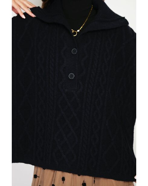 Schwarzer großer Kapuzenpullover aus einer Kaschmirmischung