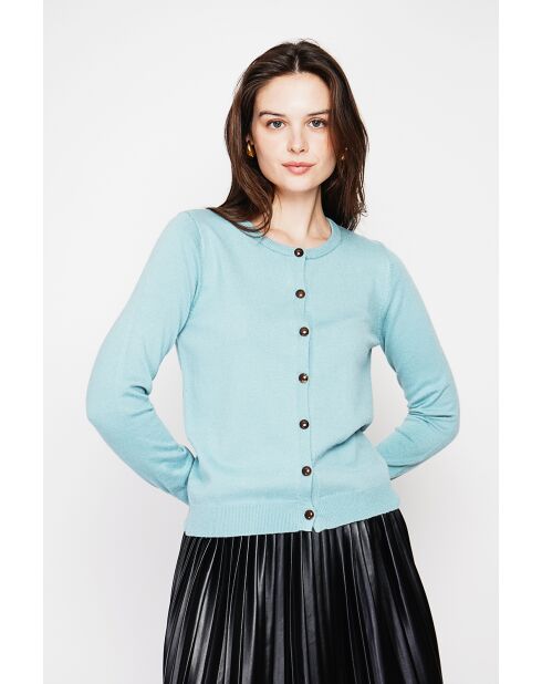 Turkoois vest met ronde hals
