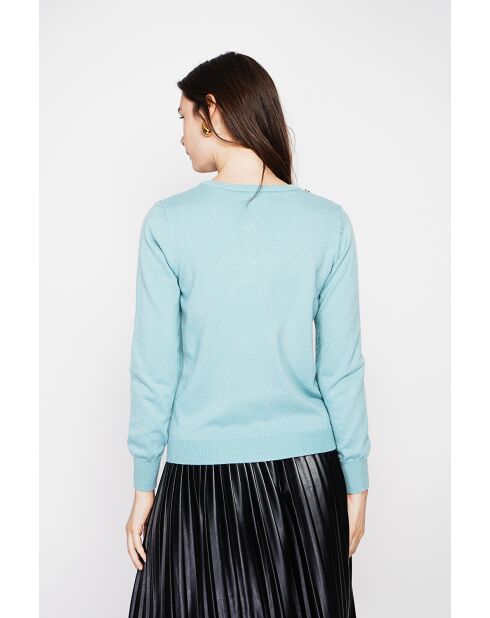 Turkoois vest met ronde hals