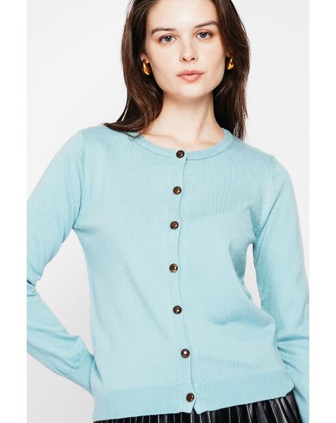 Gilet col ras du cou turquoise