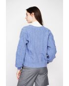 Chaleco azul gris con cuello en V