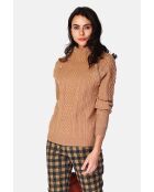 Dunkler kamelfarbener Pullover mit Stehkragen