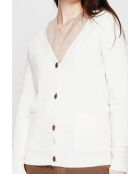 Gilet col v boutonné naturel