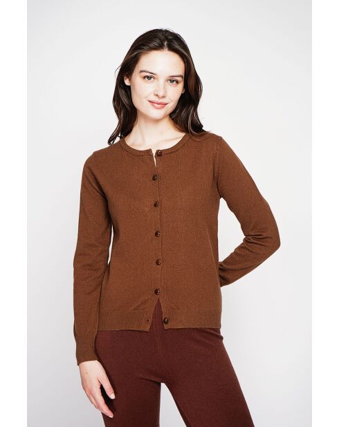 Bruin vest met ronde hals