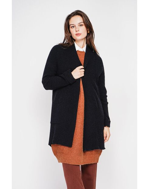 Gilet long à col châle noir