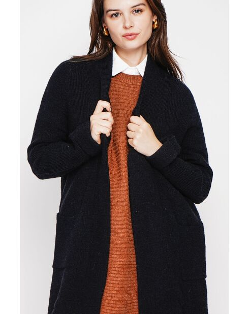 Gilet long à col châle noir