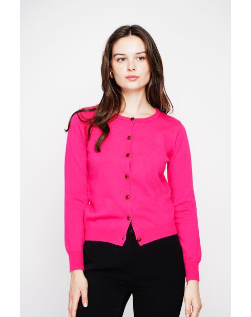 Fuchsia vest met ronde hals