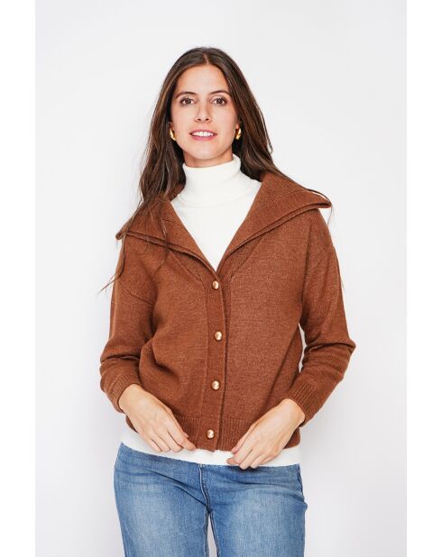 Bruin vest met dubbele kraag