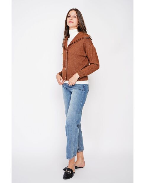 Bruin vest met dubbele kraag