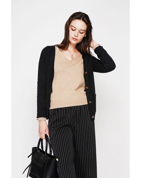 Gilet col v boutonné noir
