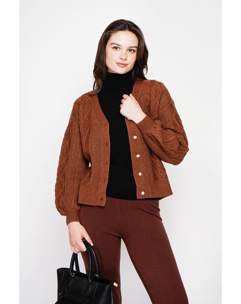 Bruin vest met v-hals
