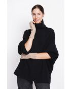 Zwarte poncho-trui met col