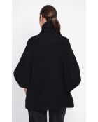 Zwarte poncho-trui met col