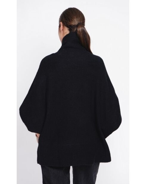 Zwarte poncho-trui met col