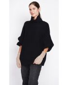 Zwarte poncho-trui met col