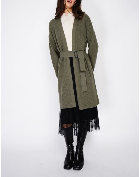 Beatrice khakifarbener Cardigan aus einer Kaschmirmischung