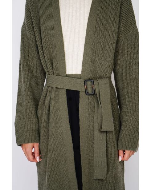 Beatrice khakifarbener Cardigan aus einer Kaschmirmischung