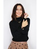 Jersey negro de mezcla de cachemir con cuello alto