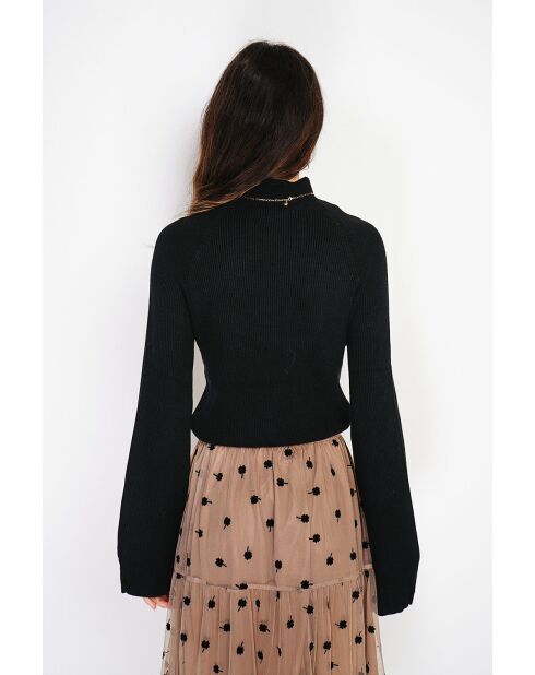 Jersey negro de mezcla de cachemir con cuello alto