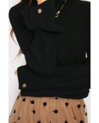 Jersey negro de mezcla de cachemir con cuello alto
