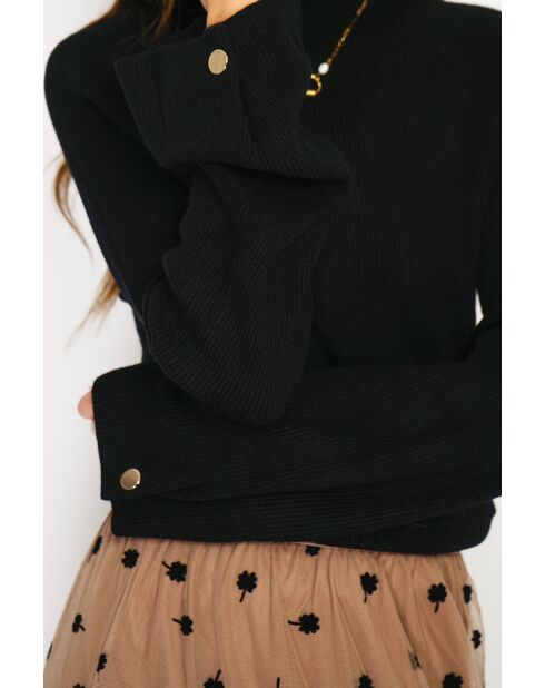 Jersey negro de mezcla de cachemir con cuello alto