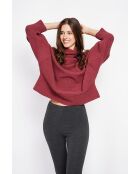 Burgunderfarbener Rollkragen-Poncho-Pullover