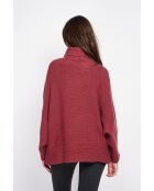 Burgunderfarbener Rollkragen-Poncho-Pullover