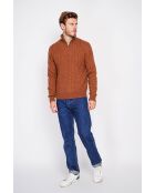 Jersey marrón con cuello camionero
