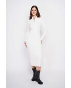 Robe en Cachemire mélangé col montant naturelle